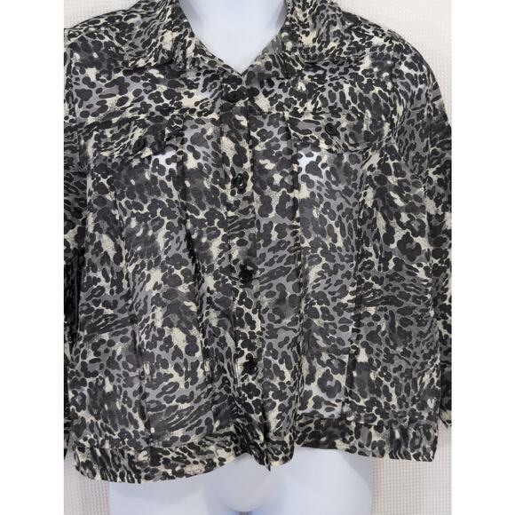 NWOT! NOTATIONS WOMAN! LINEN+! BLACK,TAN SHEER NET JEAN JACKET STYLE TOO! SZ 1X - Picture 5 of 10